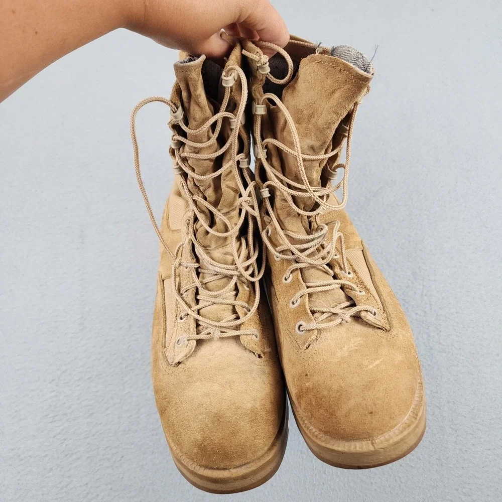 Belleville 750 Boots Mens Size 9R Beige Suede Gore-Tex Army Combat Vibram USA